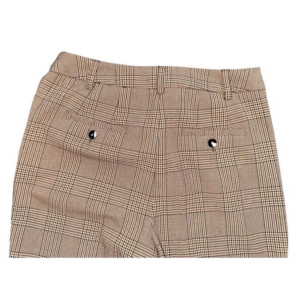 Rachel Zoe LA NY plaid trousers size 4 flare leg fit tan/brown black checkered - Picture 8 of 8